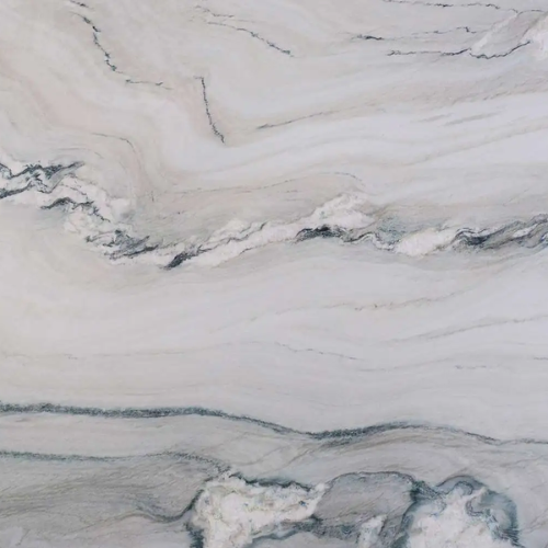 Natural and man-made stone sample of quartzite named Aquarela.