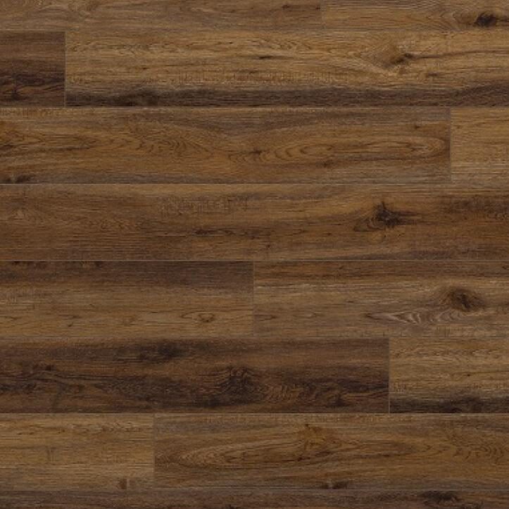 Evoke Rigid Core Flooring - Avondale Collection - Heaton - Medium Brown with some dark brown shade of planks with dark and black wooden accents.
