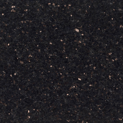 Natural and man-made stone sample of granite named Black Galaxy.