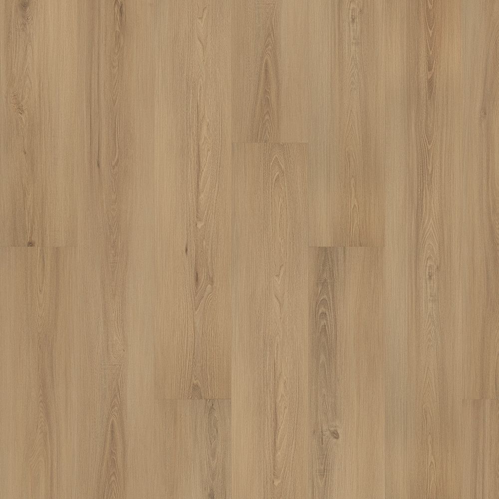 Mohawk Flooring SolidTech Plus Model Eastbrook Shoals Collection in Color "Candice", a light medium brown shade of wood with hints of medium brown and yellow tints as an accent.