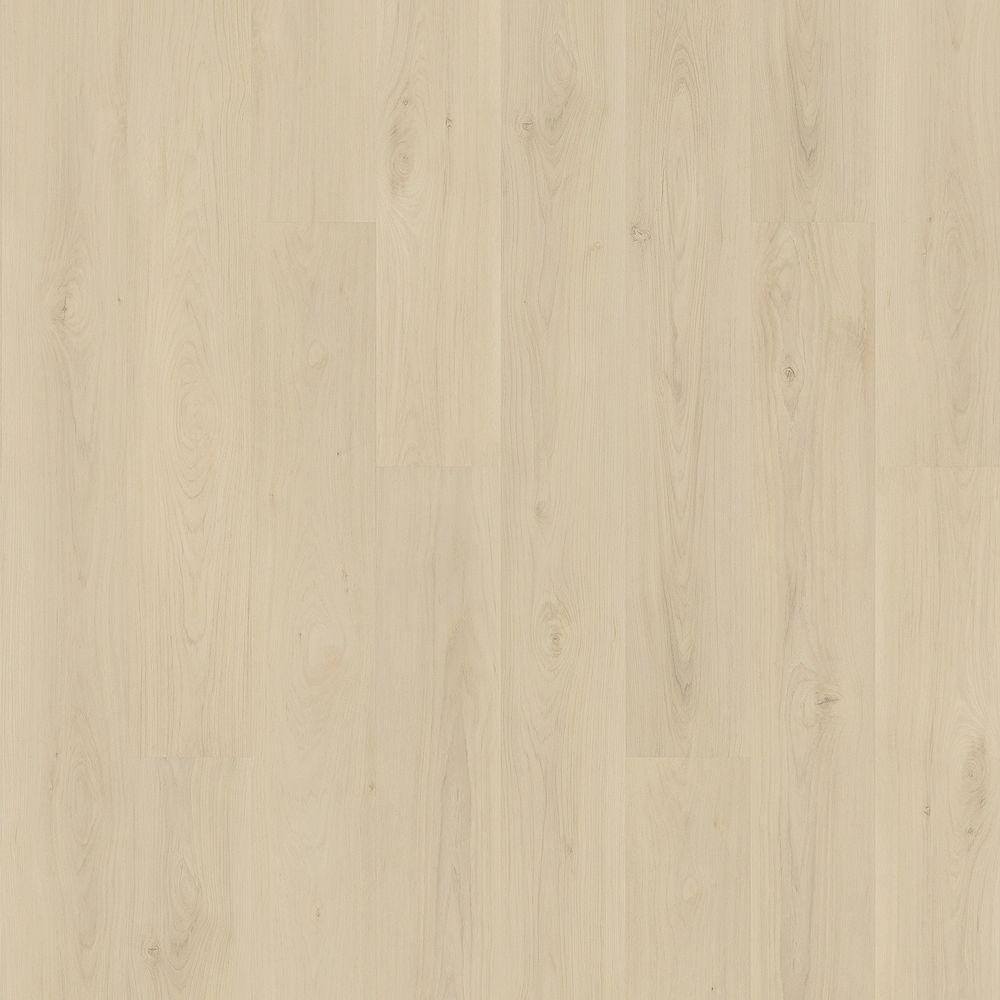 Mohawk Flooring SolidTech Plus Model Barker Hollow Collection in Color "Lucy", a light greyish white shade of wood with smooth light wood texture.