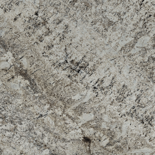 Natural and man-made stone sample of granite named White Galaxy.